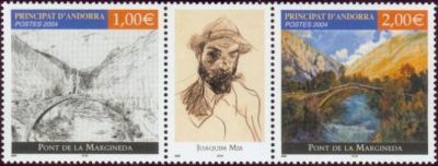 timbre Andorre N° 600A légende : Le pont de la Margineda