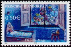 timbre Andorre N° 604 légende : Les rois mages