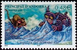 timbre Andorre N° 606 légende : Légende du port du Rat