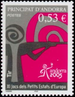 timbre Andorre N° 609 légende : 11è jeu0 des petits pays d'Europe