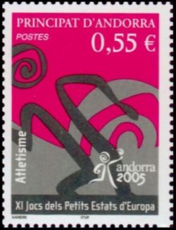 timbre Andorre N° 610 légende : 11è jeu0 des petits pays d'Europe