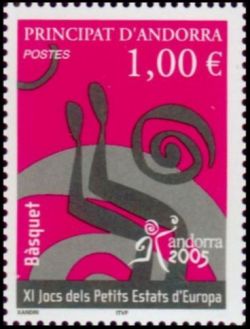 timbre Andorre N° 612 légende : 11è jeu0 des petits pays d'Europe