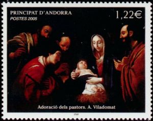 timbre Andorre N° 619 légende : Noël