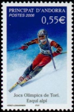 timbre Andorre N° 623 légende : Jeu0 olympiques d'hiver