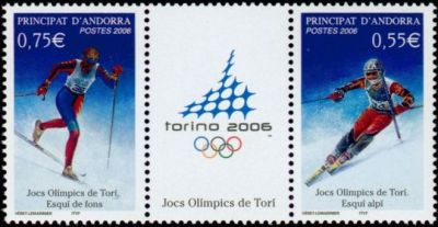 timbre Andorre N° 623A légende : Jeu0 olympiques d'hiver ski de fond