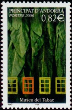 timbre Andorre N° 624 légende : Musée du tabac