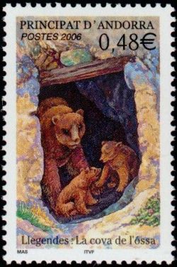 timbre Andorre N° 626 légende : Légende de la caverne de l'ours