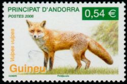 timbre Andorre N° 649 légende : Renard rou0