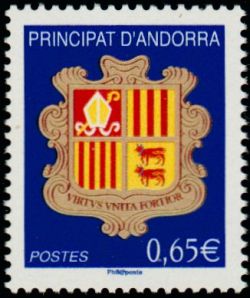 timbre Andorre N° 651 légende : Armoiries