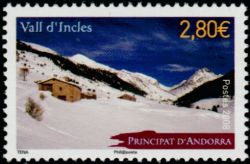 timbre Andorre N° 657 légende : Vallée de l'Incles