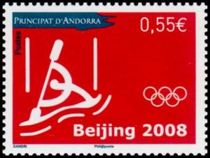 timbre Andorre N° 658 légende : Jeu0 olympiques d'été : Kayak