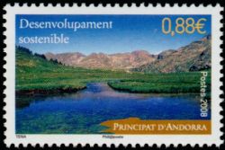 timbre Andorre N° 663 légende : Développement durable