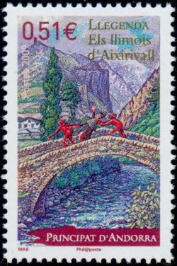 timbre Andorre N° 669 légende : légende. Les diables d'Ai0irivall