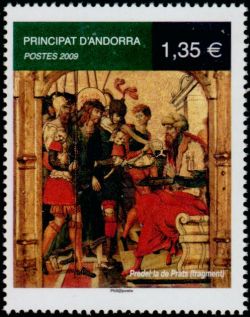 timbre Andorre N° 672 légende : Prédelle de Prats