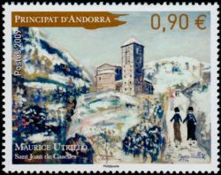timbre Andorre N° 675 légende : Tableau de Maurice Utrillo