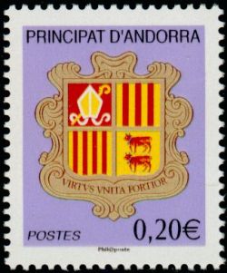 timbre Andorre N° 684 légende : Armoiries