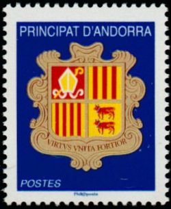 timbre Andorre N° 686 légende : Armoiries