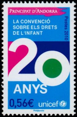 timbre Andorre N° 688 légende : 20ème anniversaire de la Convention sur les Droits de l'Enfant