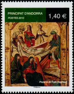 timbre Andorre N° 698 légende : Prédelle de Prats