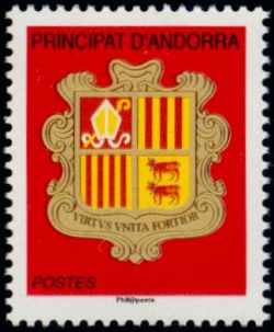 timbre Andorre N° 701 légende : Armoiries