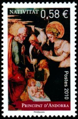 timbre Andorre N° 703 légende : Noël