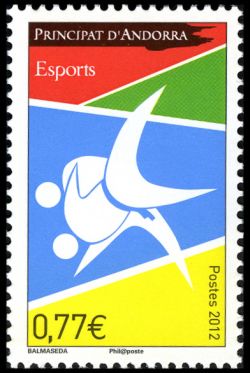 timbre Andorre N° 726 légende : sport
