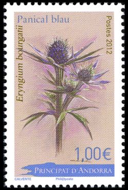 timbre Andorre N° 729 légende : fleurs (chardon)