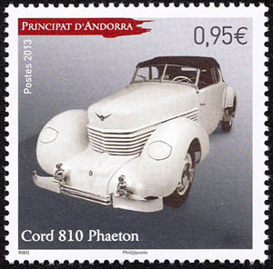 timbre Andorre N° 737 légende : Véhicule automobile (cord 810)