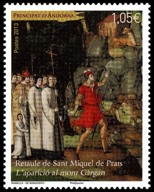 timbre Andorre N° 740 légende : Retable de Saint Miquel de Prats