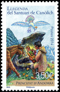 timbre Andorre N° 748 légende : La légende du sanctuaire de Calolich