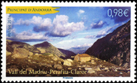timbre Andorre N° 753 légende : Valée du Madriu-Perafita-Claror
