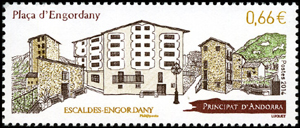 timbre Andorre N° 754 légende : Escaldes-Engordany