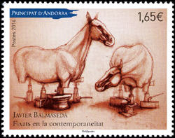 timbre Andorre N° 755 légende : Arts Croquis de ''Mis dans le contemporain''