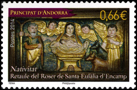 timbre Andorre N° 762 légende : Retable de sainte Eulalie d'Encamp