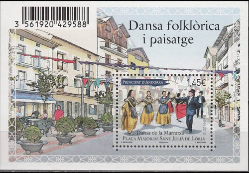 timbre Andorre N° F727 légende : Danse folklorique