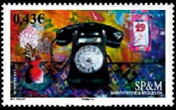 timbre de Saint-Pierre et Miquelon N° 1179 légende : Les standardistes de St-Pierre et Miquelon, un telephone des années 50
