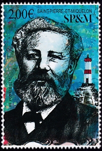 timbre de Saint-Pierre et Miquelon N° F1204 légende : Jules Verne (1818-1905)