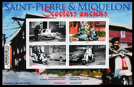 timbre de Saint-Pierre et Miquelon N° F1205 légende : Scooters anciens