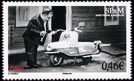 timbre de Saint-Pierre et Miquelon N° 1205 légende : Scooters anciens - Scooter tchécoslovaque