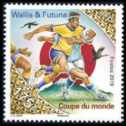 timbre de Wallis et Futuna x légende : Coupe du monde de rugby au Japon