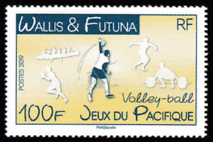 timbre de Wallis et Futuna x légende : Jeux du Pacifique - Volley-ball