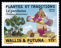 timbre de Wallis et Futuna x légende : Plantes et traditions - Le pandanus