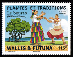 timbre de Wallis et Futuna x légende : Plantes et traditions - Le bourao