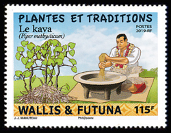 timbre de Wallis et Futuna x légende : Plantes et traditions - Le kava