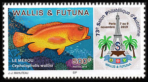 timbre de Wallis et Futuna x légende : Le mérou