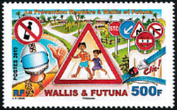 timbre de Wallis et Futuna x légende : La prévention routière à Wallis et Futuna