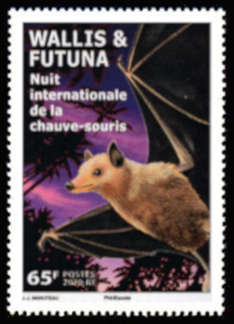 timbre de Wallis et Futuna x légende : Nuit internationale de la chauve-souris