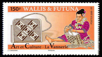 timbre de Wallis et Futuna x légende : Art et Culture - La vannerie