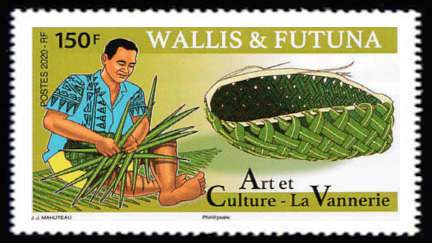 timbre de Wallis et Futuna x légende : Art et Culture - La vannerie
