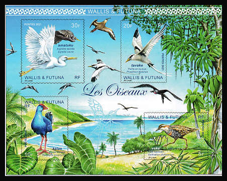 timbre de Wallis et Futuna x légende : Les oiseaux